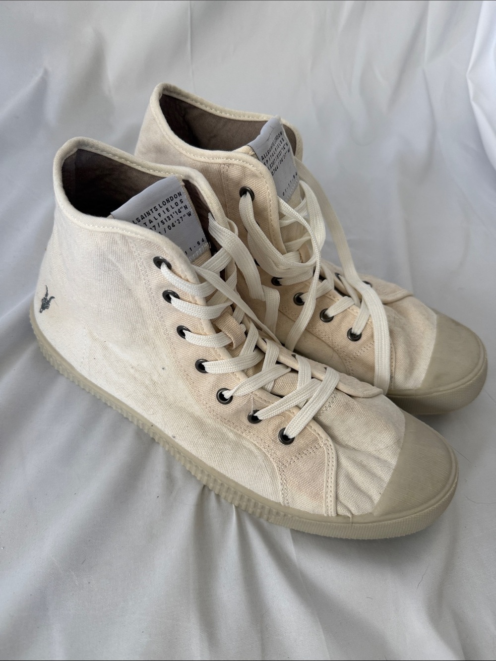 All Saints Max High Top Cream High-Top Canvas Sneakers never worn